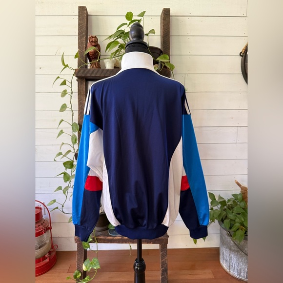 Adidas Vintage Navy Blue and White Zip-Up Track Jacket - Picture 8 of 17